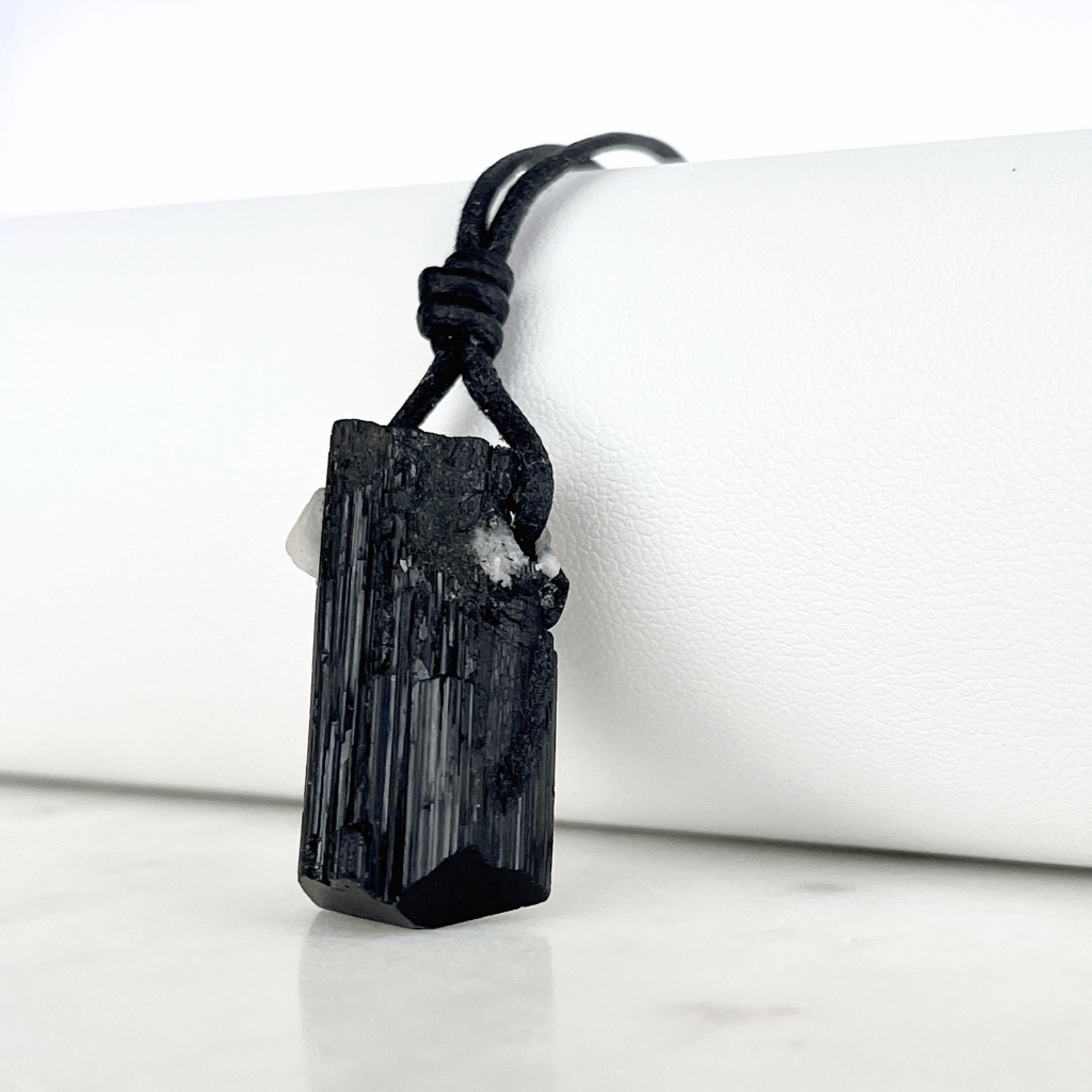 Raw Black Tourmaline Amulet Pendant - Your personal shield against negativity by Luck Strings.