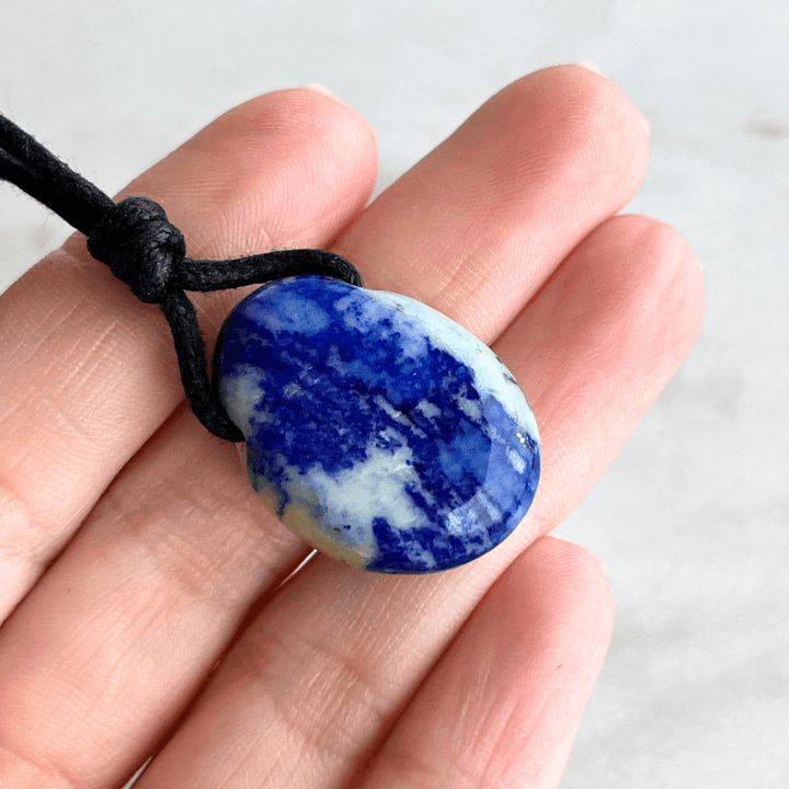 Lapis Lazuli Drop Gemstone Pendant Necklace - Cosmic connection by Luck Strings.