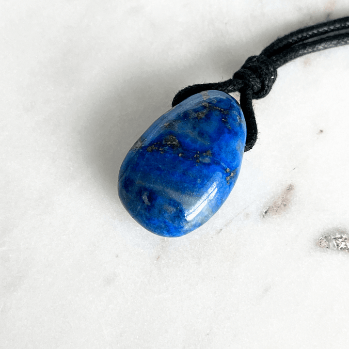 Blue Lapis Lazuli OOAK Gemstone Pendant - Nightfall Elegance by Luck Strings.
