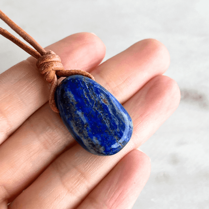 Lapis Lazuli Drop Pendant - Tranquil Oceanic Beauty by Luck Strings.