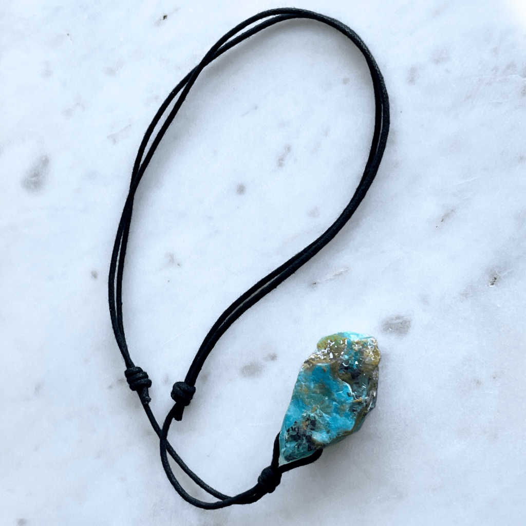 OOAK Raw Andean Opal Gemstone Pendant - Mountain Serenity by Luck Strings.