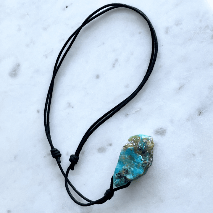 OOAK Raw Andean Opal Gemstone Pendant - Mountain Serenity by Luck Strings.