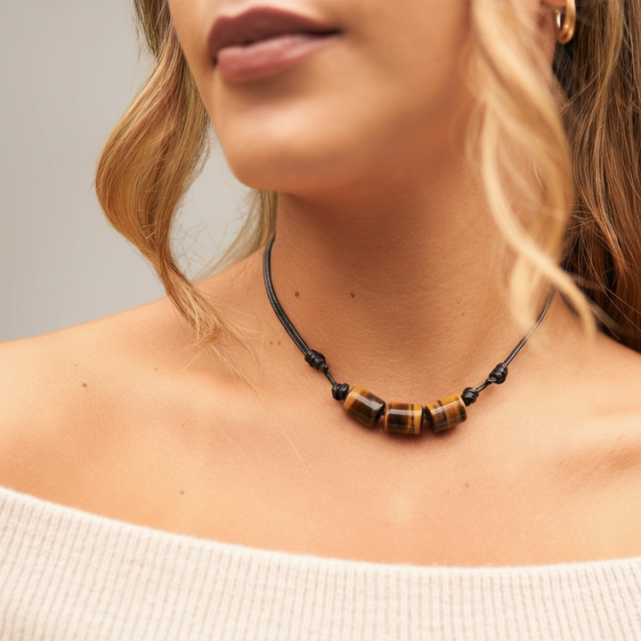 Boho Gemstone Choker Necklace - Adjustable and Stylish