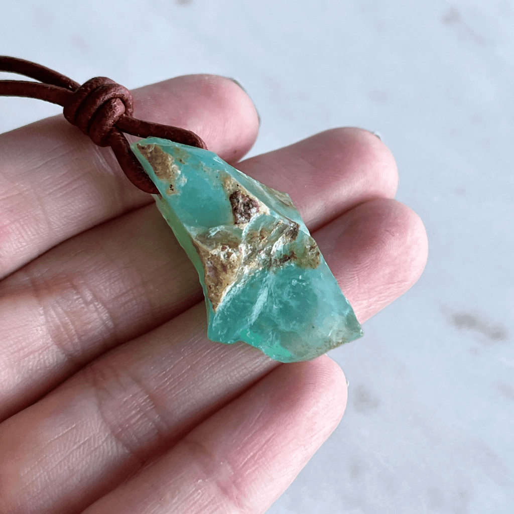 OOAK Raw Andean Opal Gemstone Pendant - Andean Dreams by Luck Strings.