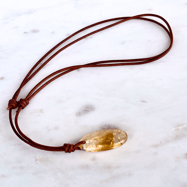 Handcrafted Citrine Oval Gemstone Pendant - Exclusive Elegance