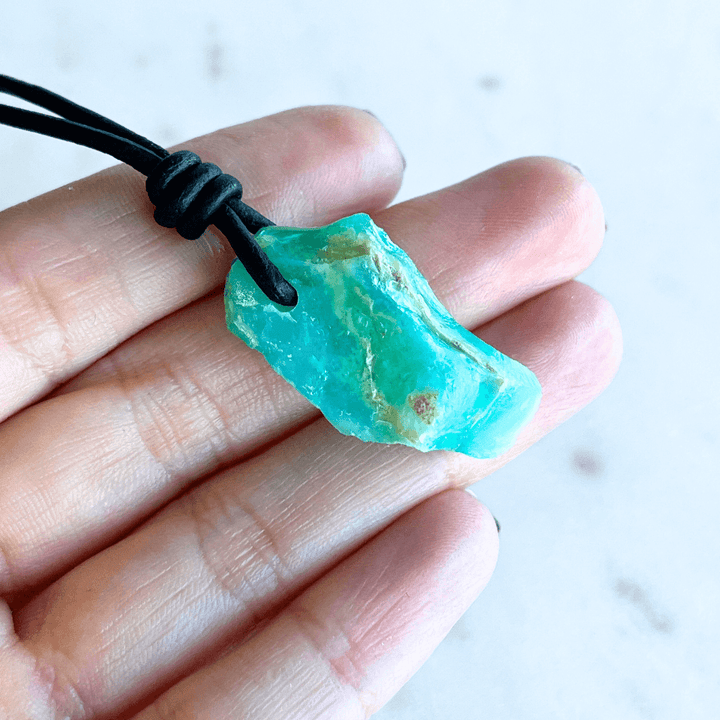 OOAK Raw Andean Opal Gemstone Pendant - Sacred Peaks by Luck Strings.