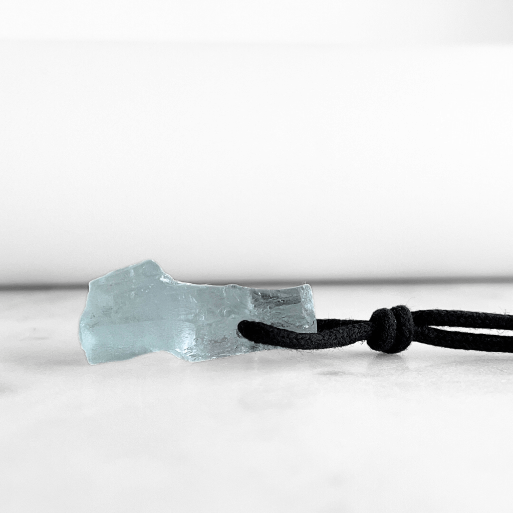 Raw OOAK Aquamarine Gemstone Pendant - Oceanic Clarity by Luck Strings.