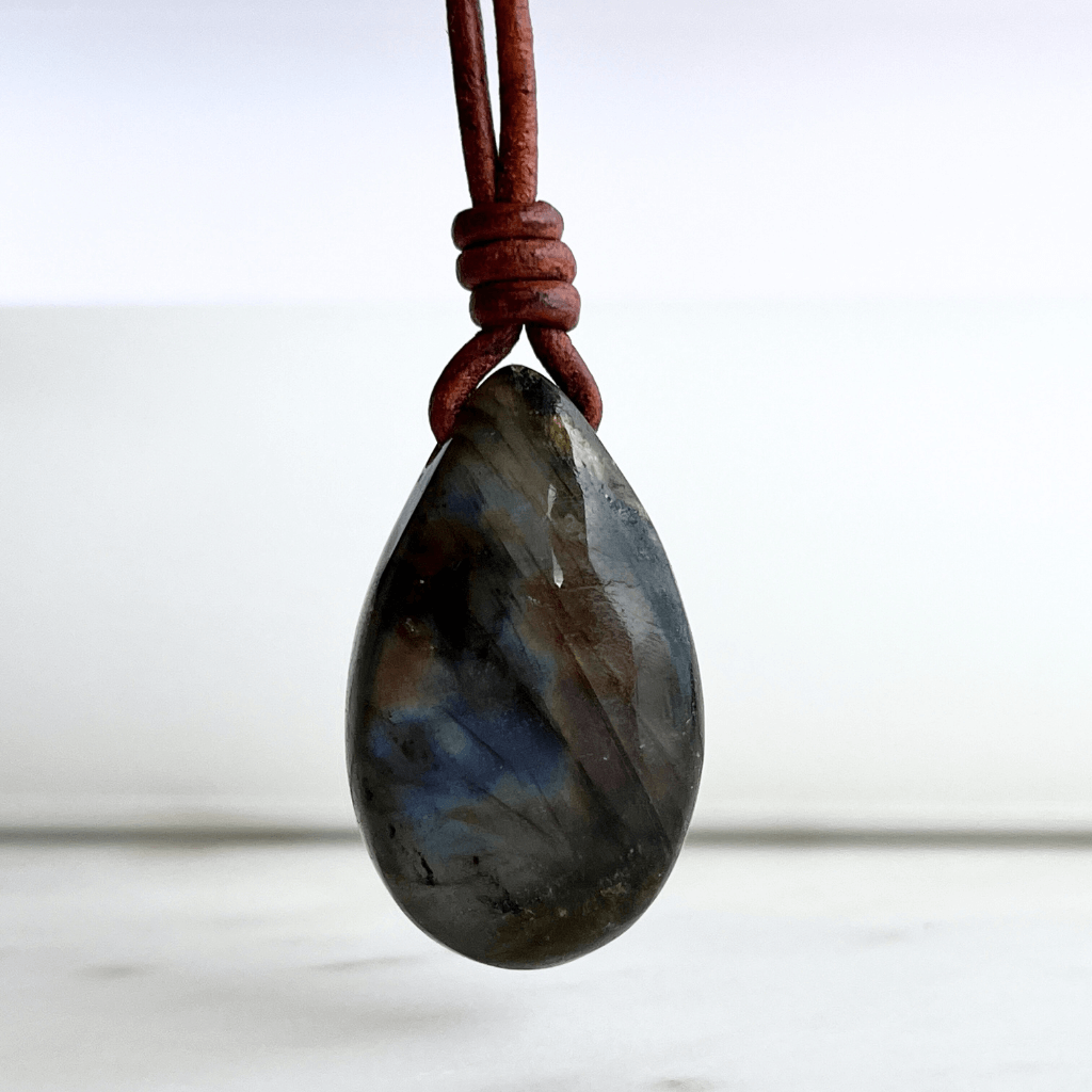 Labradorite Drop Gemstone Pendant OOAK - A symbol of mystical elegance and transformation by Luck Strings.