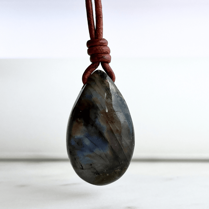 Labradorite Drop Gemstone Pendant OOAK - A symbol of mystical elegance and transformation by Luck Strings.