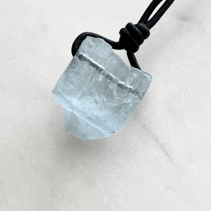 Raw OOAK Aquamarine Gemstone Pendant - Natural Serenity by Luck Strings.