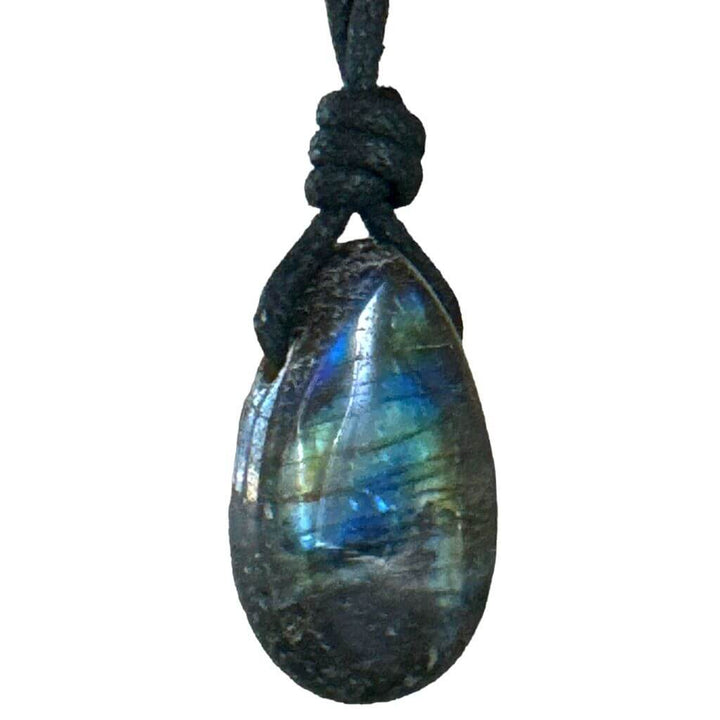 Labradorite Bohemian Necklace on Wax Cotton Cord - Luck Strings