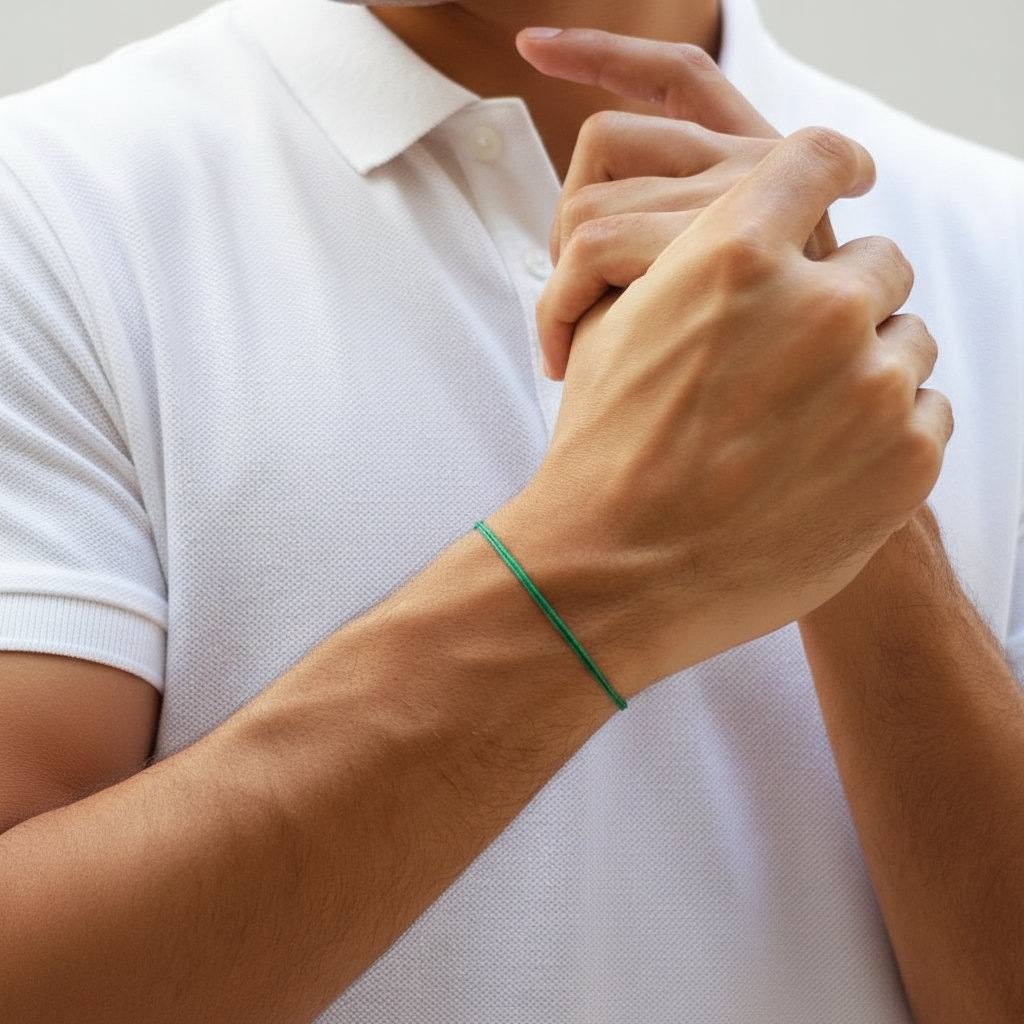 Green Ribbon Bracelet Set - Prosperity & Support