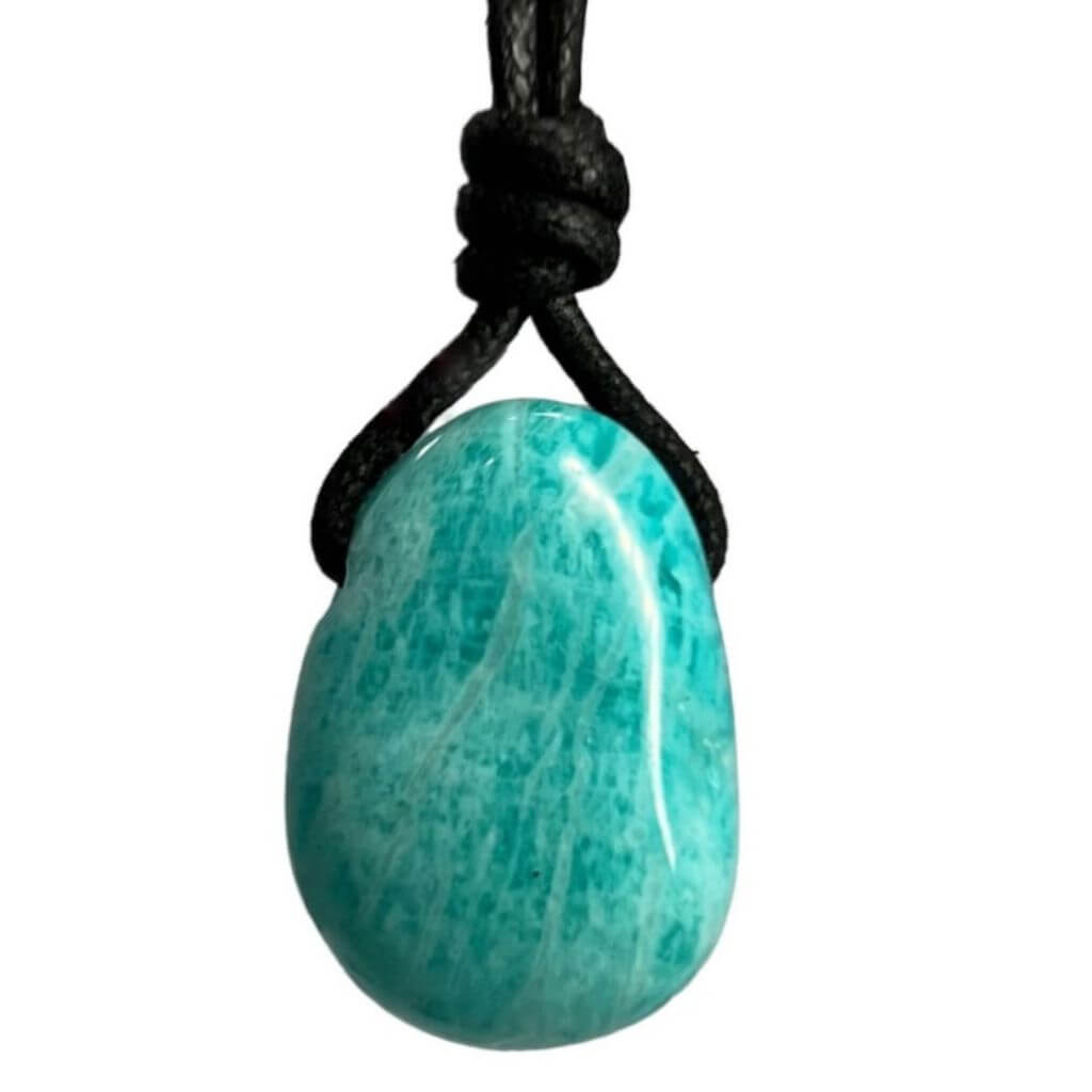 Amazonite Boho Necklace on Wax Cotton Cord - Luck Strings