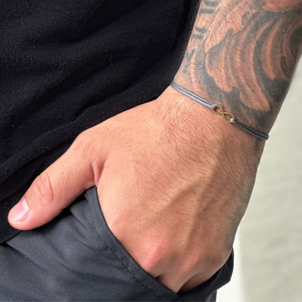 Adjustable 14K Gold Infinity Bracelet on Waterproof Nylon Cord - Unisex Design - Luck Strings