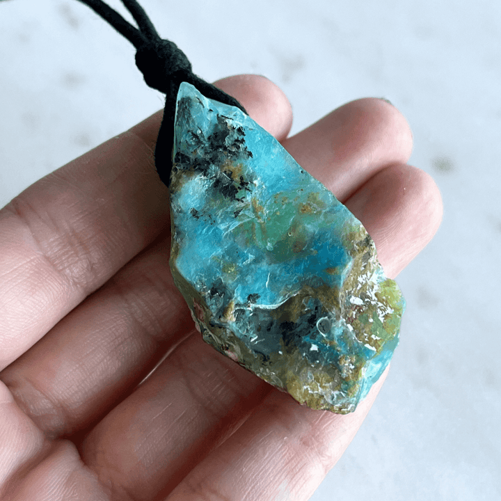 OOAK Raw Andean Opal Gemstone Pendant - Mountain Serenity by Luck Strings.