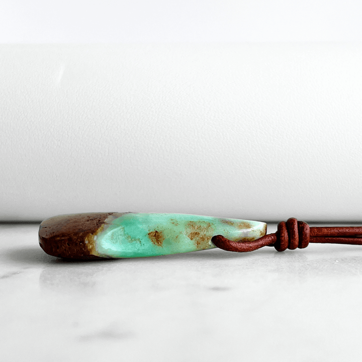 Chrysoprase OOAK Gemstone Pendant Necklace - A symbol of natural beauty and positivity by Luck Strings.