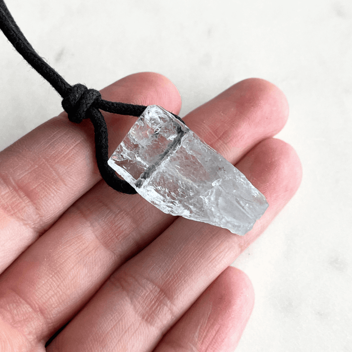 Raw OOAK Aquamarine Gemstone Pendant - Oceanic Clarity by Luck Strings.