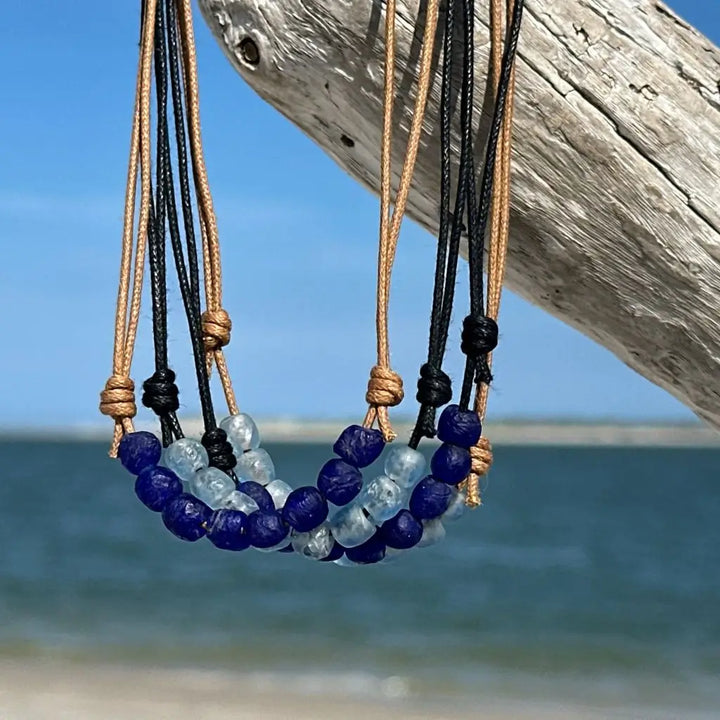 African Recycled Sea Glass Adjustable Choker | Boho Necklace