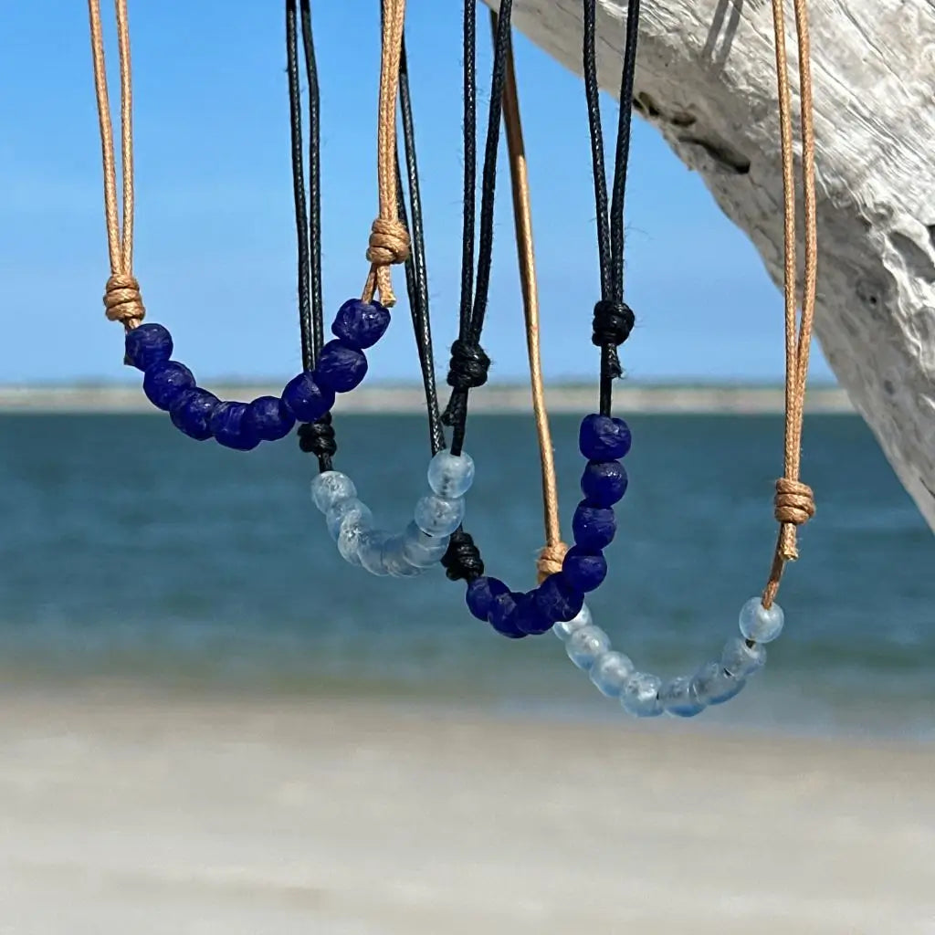 African Recycled Sea Glass Adjustable Choker | Boho Necklace