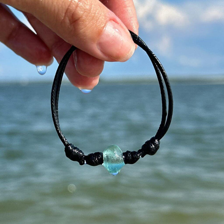 African Glass Seafoam Bead Bracelet