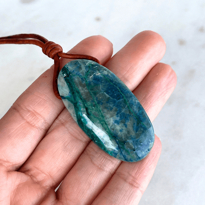 Oval Shattuckite OOAK Gemstone Pendant - A symbol of communication and intuition by Luck Strings.