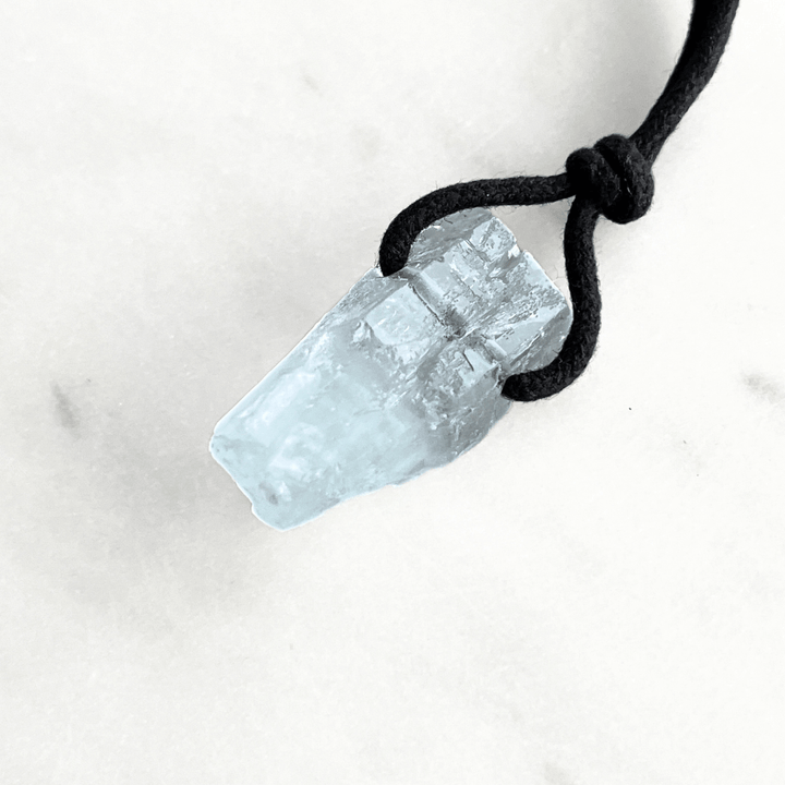 Raw OOAK Aquamarine Gemstone Pendant - Oceanic Clarity by Luck Strings.