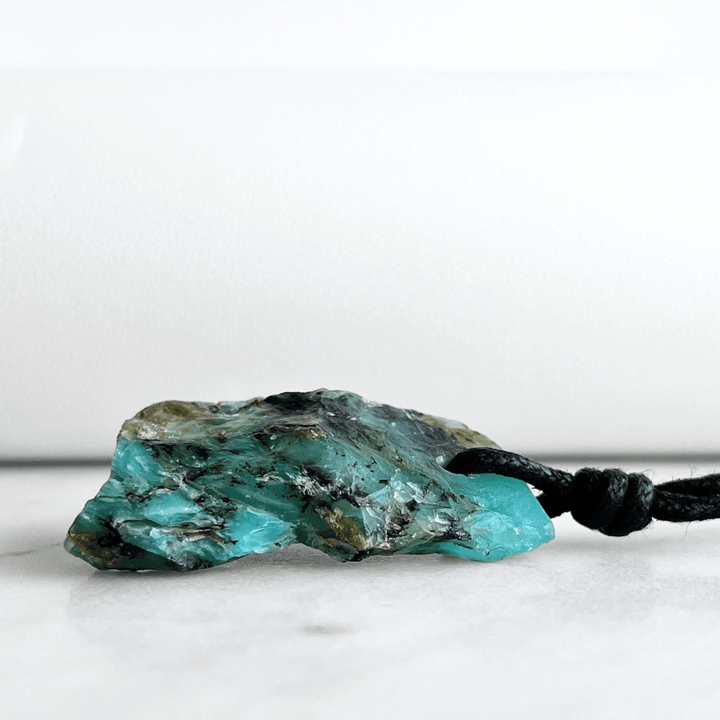 Andean Blue Opal OOAK Gemstone Pendant Necklace - A symbol of tranquil elegance and self-expression by Luck Strings.