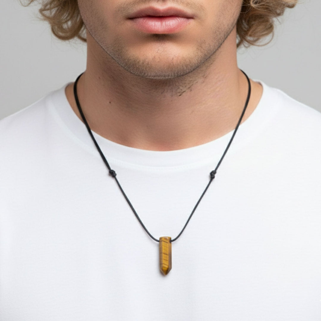 Tiger Eye Bullet Necklace