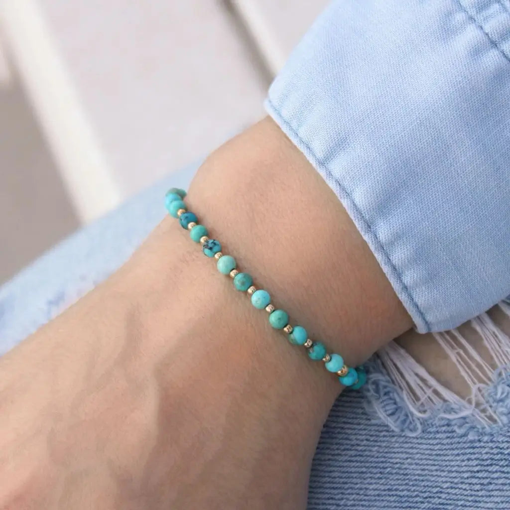 Turquoise & 14K Gold Minimalist Bracelet