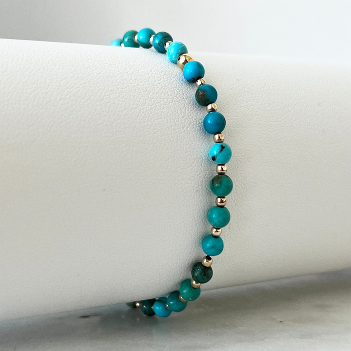 Natural turquoise solid gold bracelet - Luck Strings
