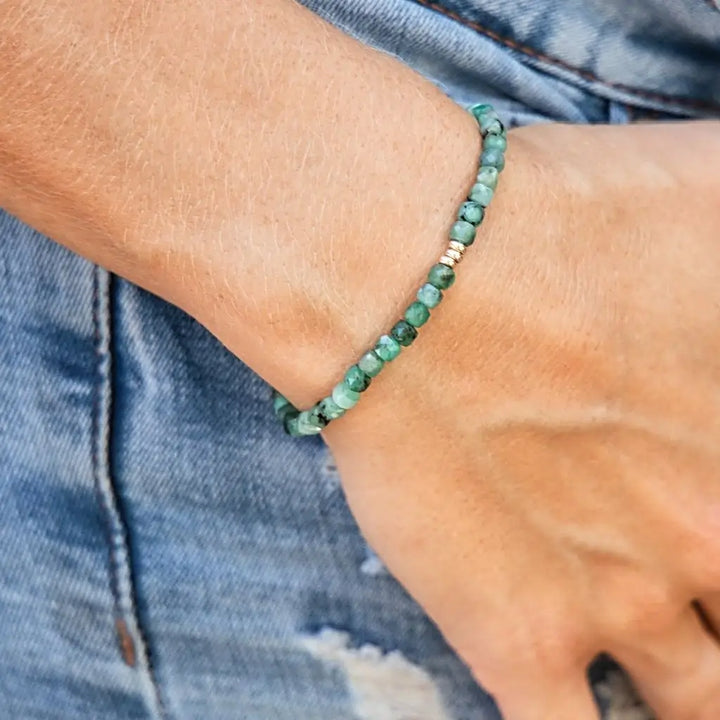 Emerald & 14K Gold Minimalist Bracelet