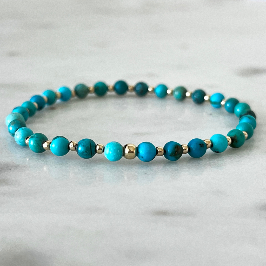 Natural turquoise solid gold bracelet - Luck Strings