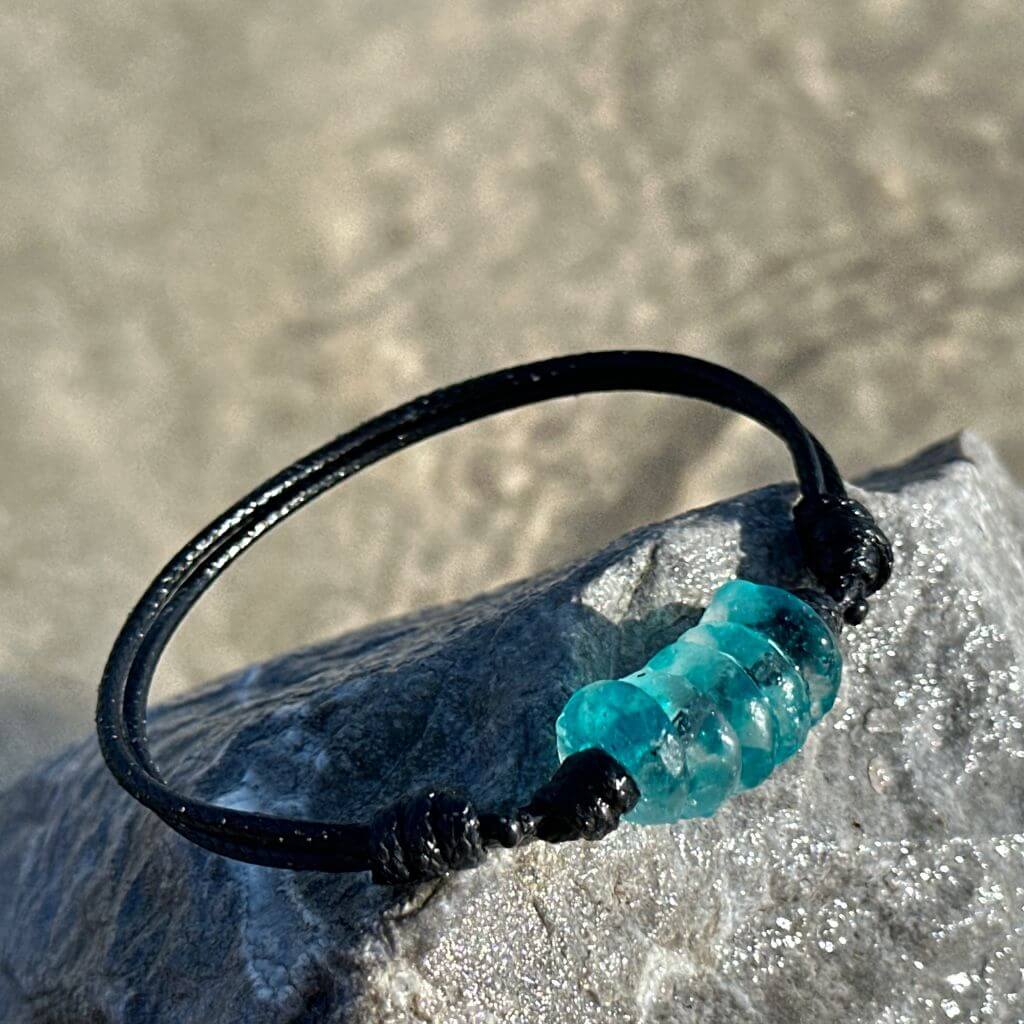 African Glass Ocean Blue Bracelet