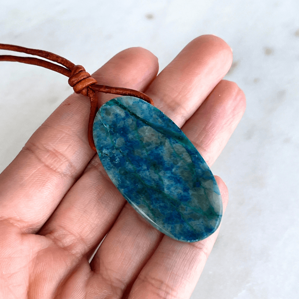 Oval Shattuckite OOAK Gemstone Pendant - A symbol of communication and intuition by Luck Strings.