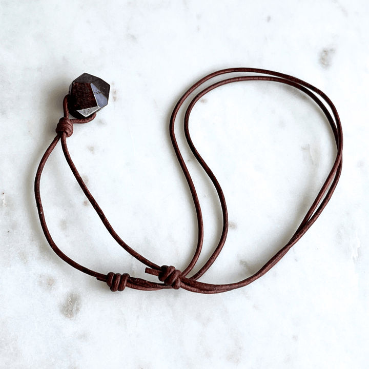 Geometric Garnet Hexagon Pendant - A symbol of love, strength, and elegance by Luck Strings.