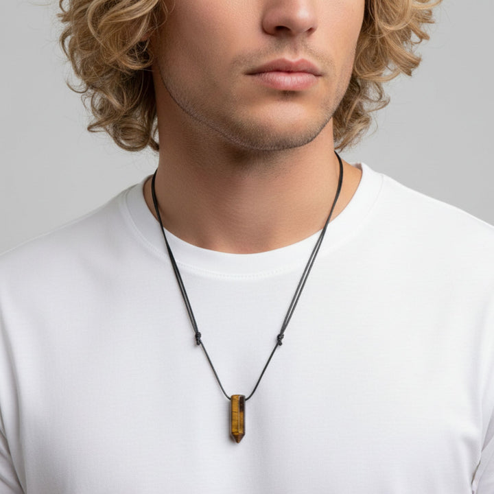 Tiger Eye Bullet Necklace