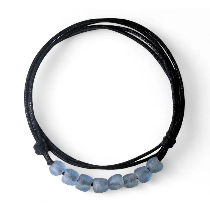 Handcrafted African Recycled Sea Glass Choker, Adjustable Water-Resistant Necklace for Boho Style - Luck Strings