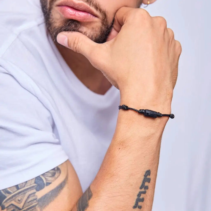 Black tourmaline energy shield bracelet -Luck Strings