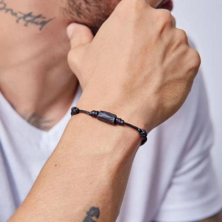 Black tourmaline energy shield bracelet -Luck Strings