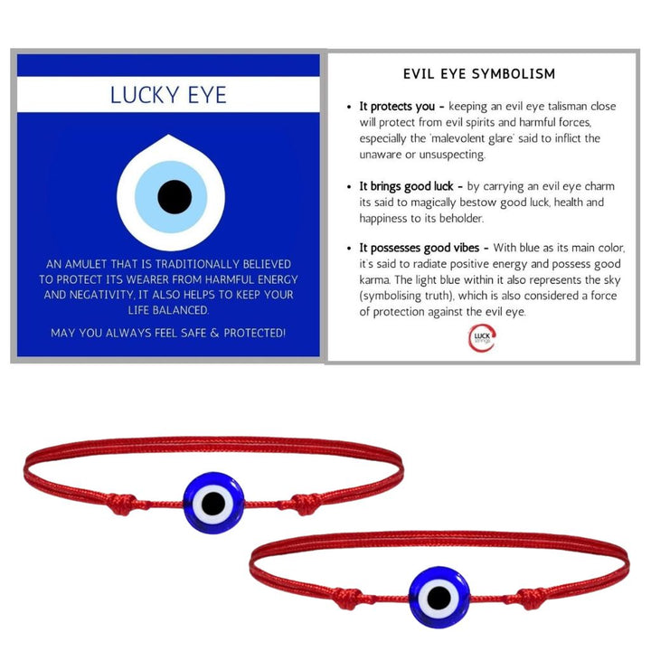 SET OF TWO EVIL EYE RED STRING BRACELET-Luck Strings