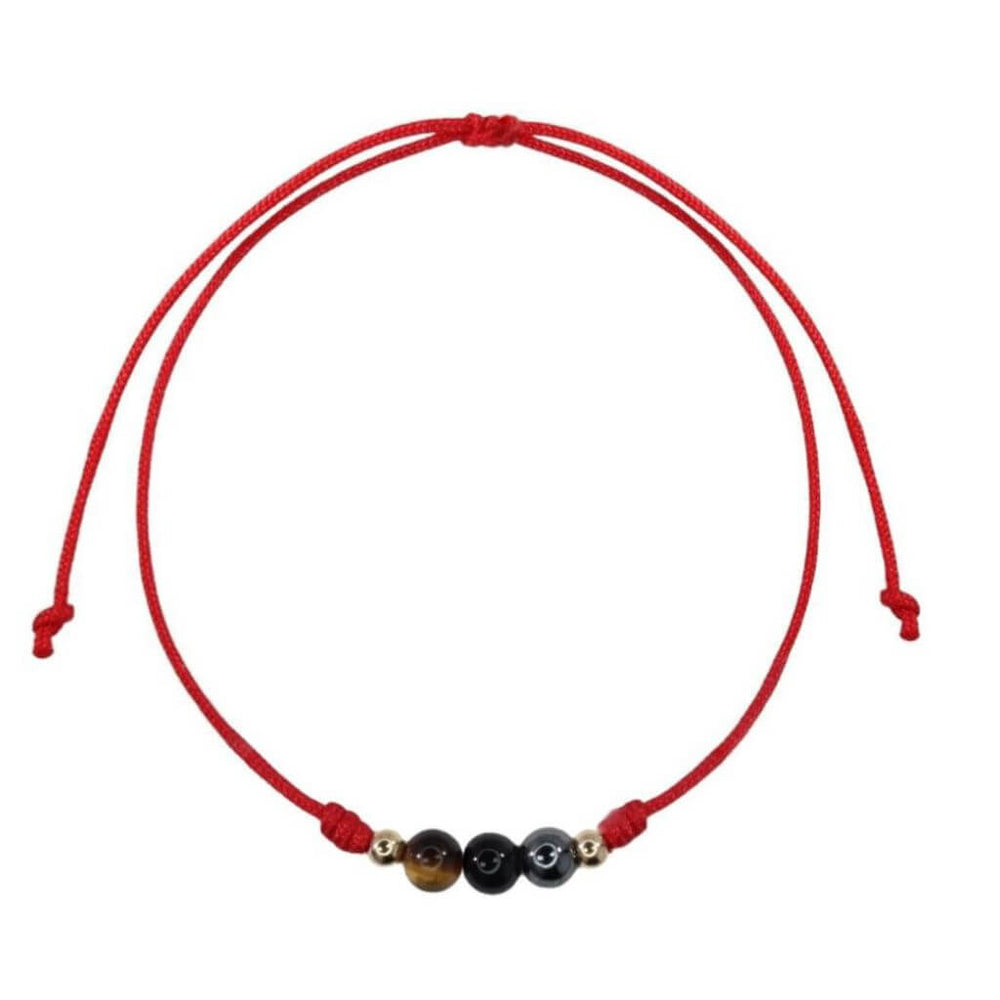 Ultimate Triple Protection Bracelet with Tiger Eye, Black Obsidian, Hematite, and 14k Gold - Luck Strings