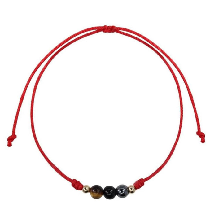 Ultimate Triple Protection Bracelet with Tiger Eye, Black Obsidian, Hematite, and 14k Gold - Luck Strings