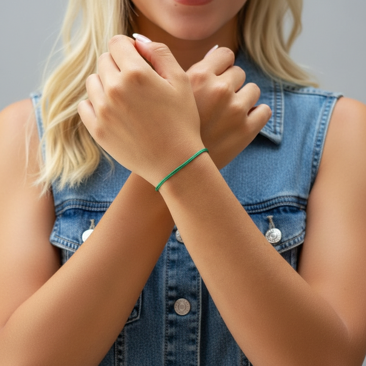 Green Ribbon Bracelet Set - Prosperity & Support