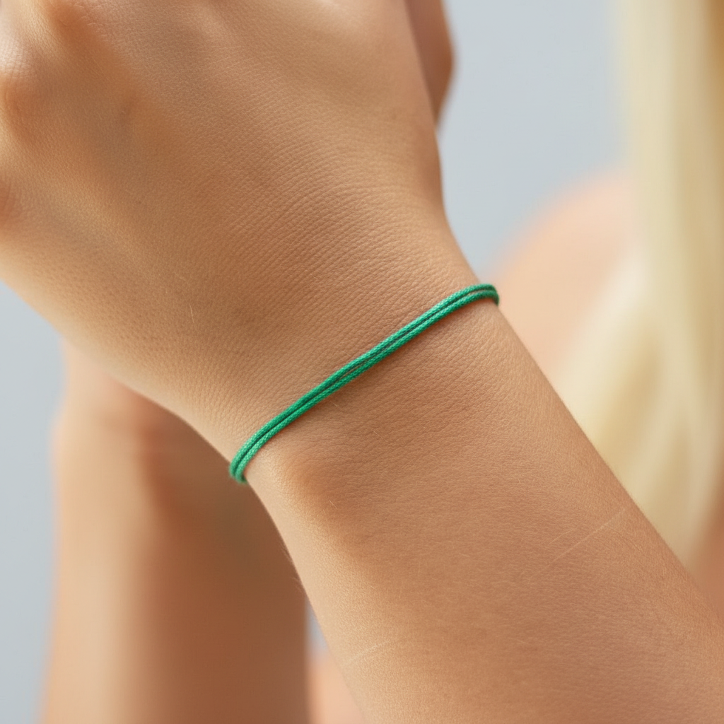 Green Ribbon Bracelet Set - Prosperity & Support