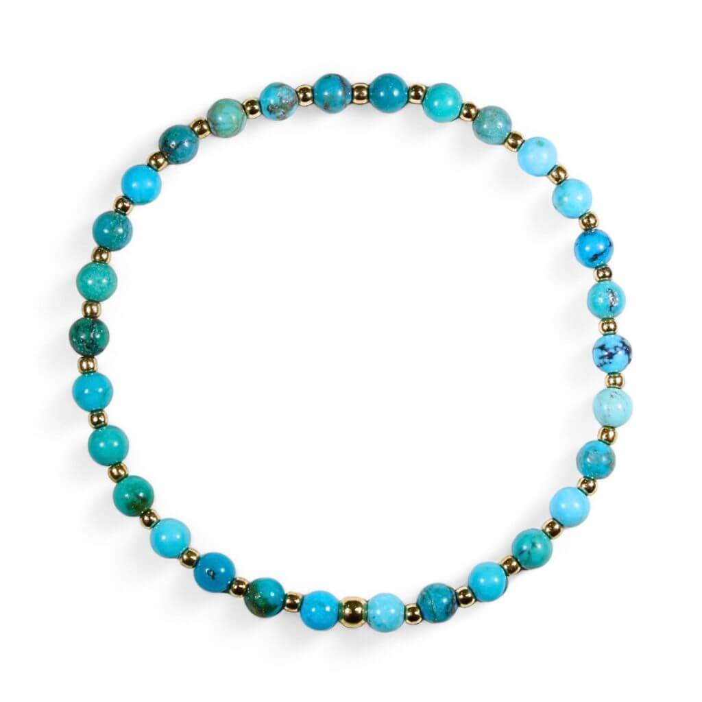 Natural turquoise solid gold bracelet - Luck Strings