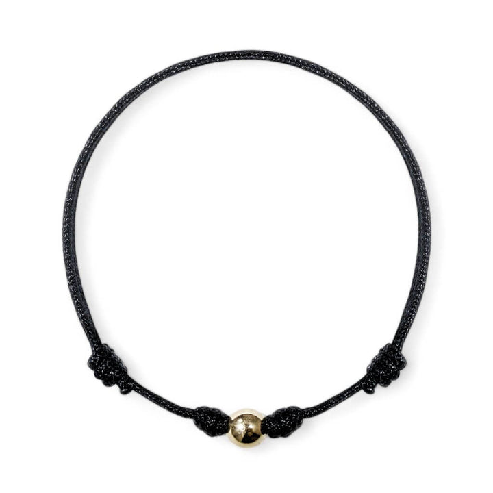 black string bracelet with 14K yellow gold bead - Luck Strings