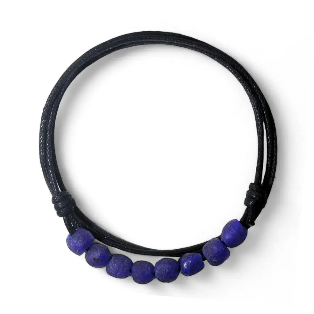 Handcrafted African Recycled Sea Glass Choker, Adjustable Water-Resistant Necklace for Boho Style - Luck Strings