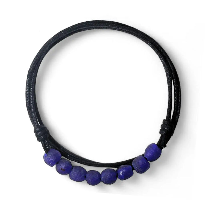 Handcrafted African Recycled Sea Glass Choker, Adjustable Water-Resistant Necklace for Boho Style - Luck Strings