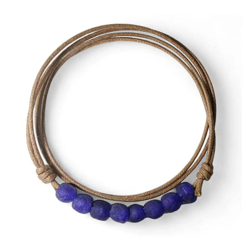 Handcrafted African Recycled Sea Glass Choker, Adjustable Water-Resistant Necklace for Boho Style - Luck Strings