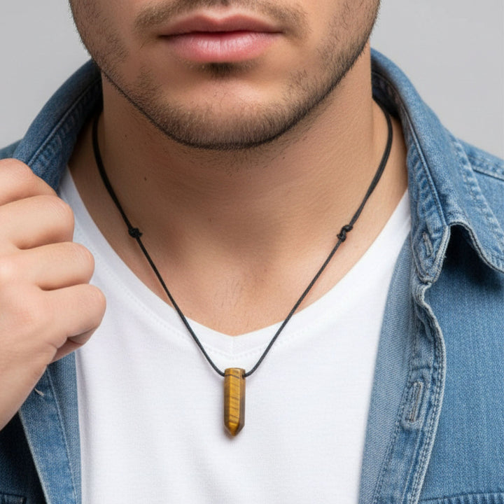 Tiger Eye Bullet Necklace
